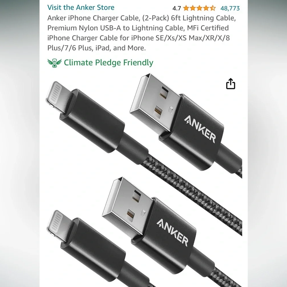 Anker iPhone Charger Cable, 6ft Lightning Cable